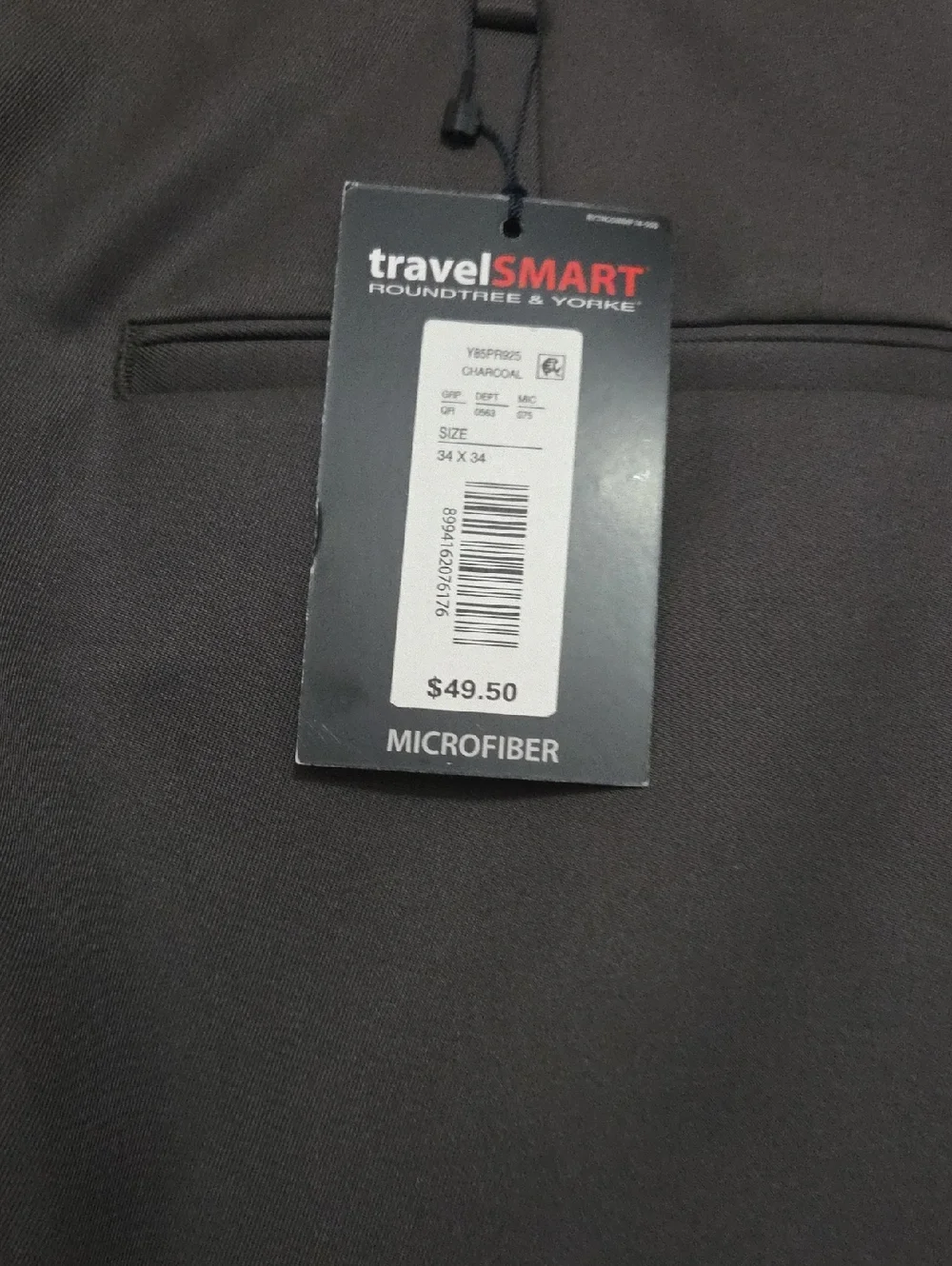 Roundtree & Yorke TravelSMART Microfiber Pants in Dark Charcoal NWT